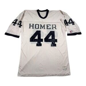 Vtg Thrashed Champion Football Jersey Mens Large White Mesh HOMER 44 Made USA